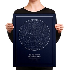 Canvas Star carte par date - Décor mural, Cadeau personnalisé pour les jeunes mariés, Jour de mariage, Cadeau de couples, Cadeau de mariée et de marié, impression Constellation