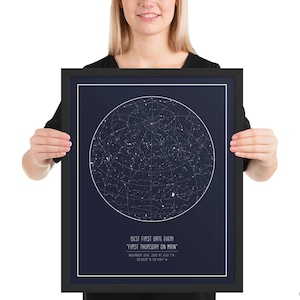 Mappa del cielo notturno STAMPA INCORNICIATA - Arredamento del soggiorno, regalo fidanzato, regalo fidanzata, regalo housewarming, idea regalo di compleanno, mappa custom star