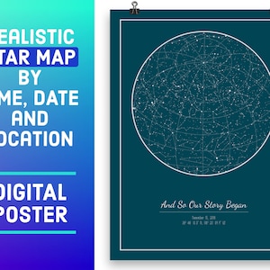 Carte des étoiles personnalisée - Idée cadeau unique pour la fête des mères pour maman - Impression murale moderne