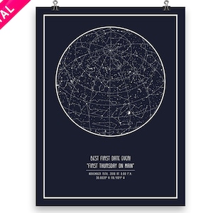 Star chart, Night sky map DIGITAL DOWNLOAD - Bedroom decor, Gift for Boyfriend, girlfriend, Best friend, Newlywed, Anniversary - large print