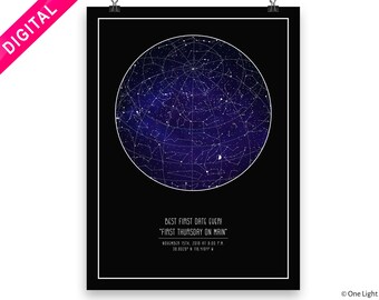 Sterrenkaart op datum, schoonmoeder cadeau voor bruiloft, cadeau van bruidegom aan beride's ouders | Nachtelijke hemelkaart DIGITAAL