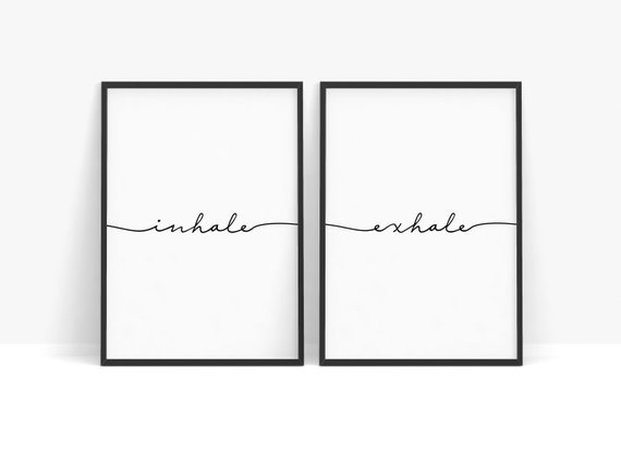 Inhale Exhale - Scandinavian style print - Set of 2, Yoga wall art, Pilates poster, Minimalist Gym decor - Digital download