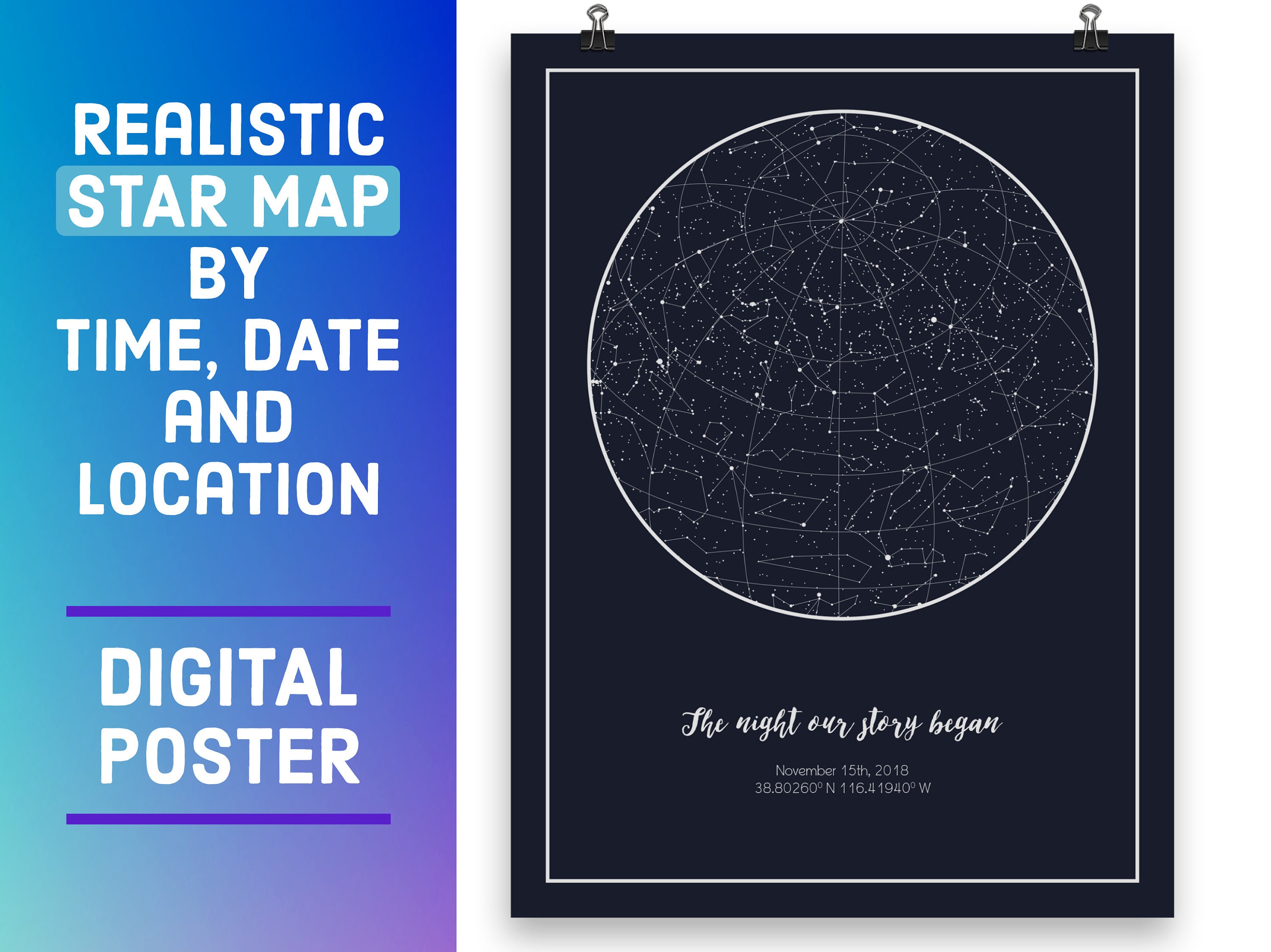 Night Sky Map Time And Date Custom Star Map By Date Constellation Map Home Wall Decor | Etsy Ireland