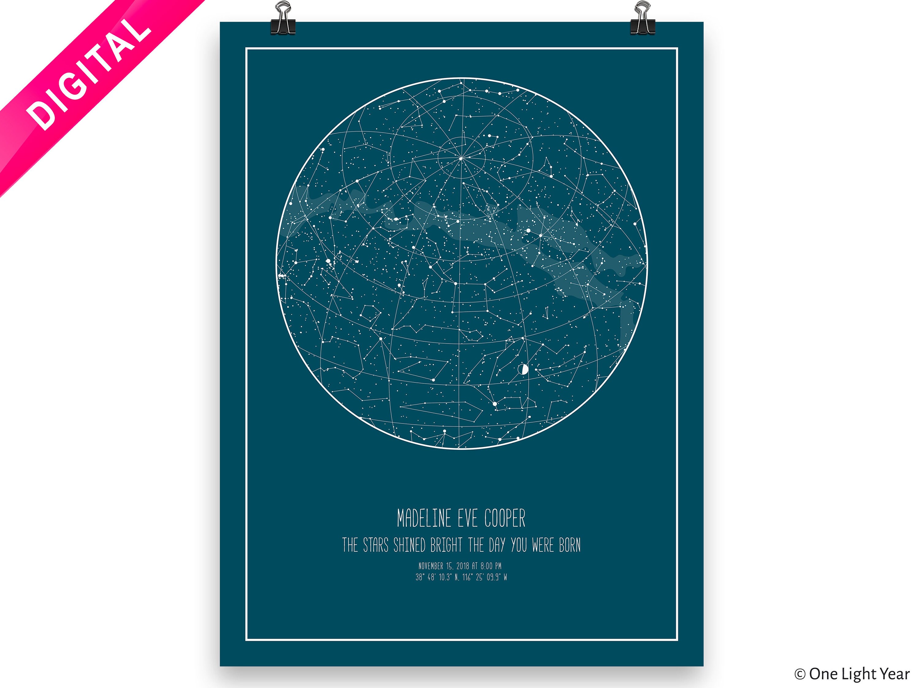 Map Of The Night Sky Star Map Constellation Home Decor Etsy