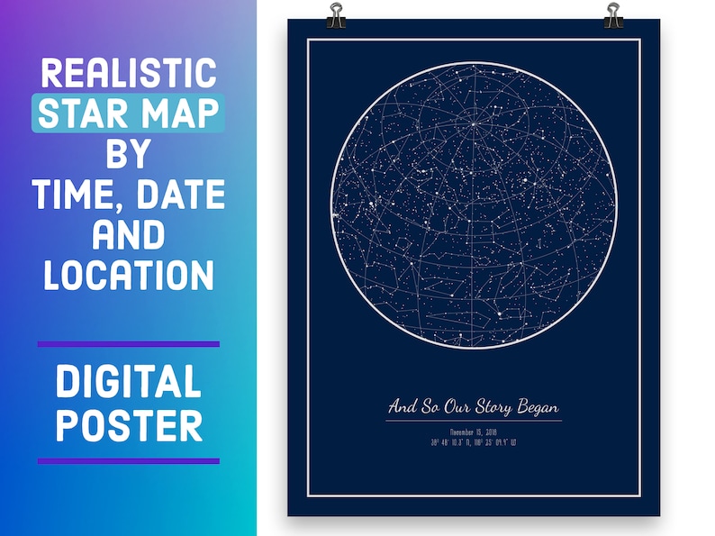 Custom Star Map Digital Download Celestial Map Art Bedroom | Etsy