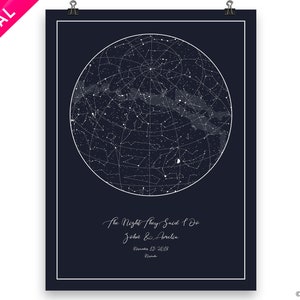Aangepaste sterrenkaart - Space wall art poster, Moederdagcadeaus, Nachtelijke hemel print DIGITALE DOWNLOAD