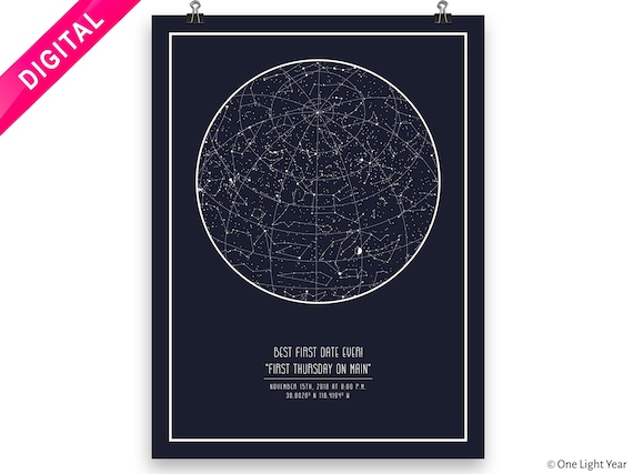 Star Chart, Night Sky Map DIGITAL DOWNLOAD Bedroom Decor, Gift For.