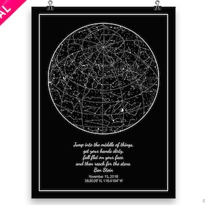 Nachthimmel Druck, Himmelskarte Digital download - Schlafzimmer Dekor - Liebesgeschichte Geschenk für Sie, ihn, Verlobung, Hochzeit, Jahrestag