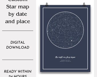 DIGITALE poster sterrenkaart - attent Moederdagcadeau voor moeder