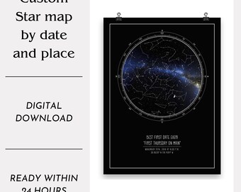 Realistic Night Sky Map - Special Wall Decor & Unique Wedding Gift for Bride and Groom