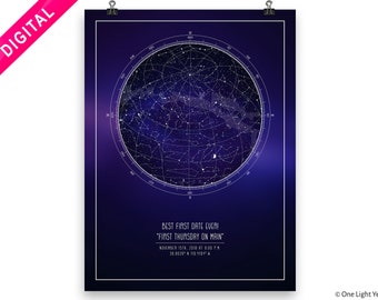 Galaxy Star map DIGITAAL - Slaapkamer decor - Speciaal cadeau voor beste vriend, verjaardagskaart, Housewarming cadeau