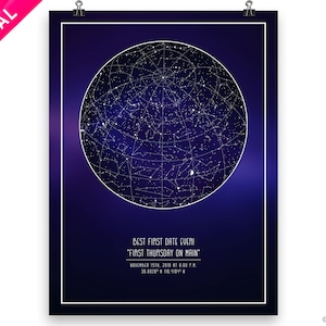 Galaxy Star Karte nach Datum, Nachthimmel Karte - Wanddekor - Ihr Geschenk, Him Geschenk, Geschenk für beste Freunde zum Geburtstag, Einweihungsgeschenk, besondere Termine