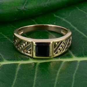 Black Onyx gemstone men ring, Handmade ring, brass ring, Black Obsidian stone ring, boho love ring, mens gifts, gifts for him, Dainty ring