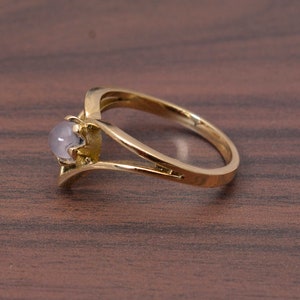 V shape Rose Quartz Gemstone Ring for her 14K Gold Pink image 4