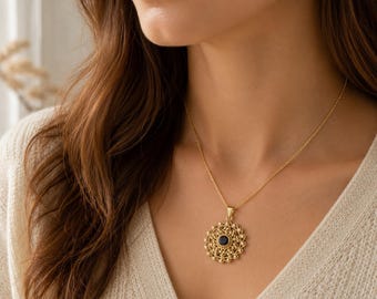 Textured Gold Leaf Pendant • Boho Nature Necklace • Handmade Brass Charm • Minimalist Jewelry for Her