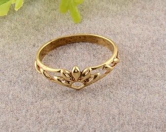 Brass Flower Filigree Ring, Handmade Jewelry, Wedding Ring, Vintage Rings, Unique Ring, Floral Gold Ring, Gifts For Her, Minimalist Ring,14K