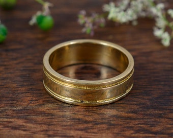 Anillo giratorio dorado, anillo antiestrés minimalista, anillo de banda hecho a mano, anillo para la ansiedad, anillo giratorio clásico texturizado, joyería para el día a día, regalo para mamá.