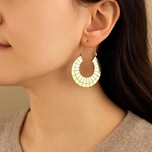 Vintage Inspired Textured Hoop Earrings | Gold Plated Statement Earrings | Handmade Boho Jewelry for Women