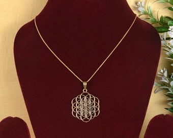 14K Solid Mandala Lotus Necklace, Lotus Jewelry, Gift For Girl, Mandala Necklace, Lotus Necklace, Gold Gift Necklace, Mother Jewelry Gifts