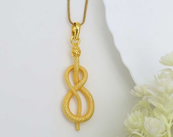 Snake Pendant Necklace, Serpent Necklace, Ouroboros Snake Charm, Minimalist Snake Jewelry, Gothic Pendant, Handmade Necklace, Gift for Her
