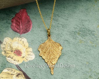 Collar con colgante de hoja dorada, dije de hoja inspirado en la naturaleza, joyería botánica, collar bohemio estilo bosque, regalo minimalista con colgante de hoja para ella.