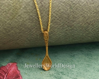 Gold Spoon Necklace, Tiny Spoon Pendant Necklace, Minimalist Spoon Charm, Coffee Lover Gift, Foodie Jewelry, Vintage Spoon Necklace,Necklace
