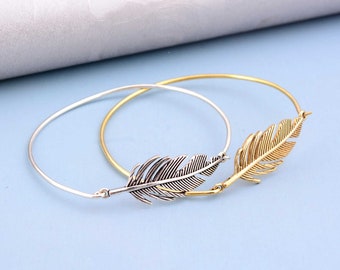 Delicate Bracelet, Gold Leaf Wrap Bracelet, Bridal Jewelry, Golden Leaves Bangle, Dainty Adjustable Cuff, Hand Made, Wedding Jewelry