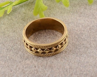 Anillo de oro liso de 14k, anillo de banda de oro, borde milgrain de filigrana, diseño floral, anillo de bodas, alianza de bodas, anillo de aniversario, anillo retro vintage