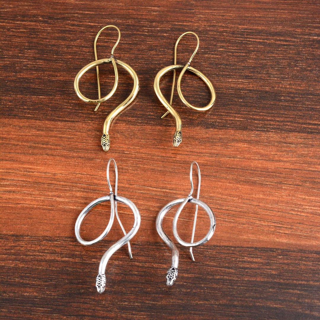 Schlangen Ohrringe 925 Silber - Mit Herzschliff Und Zirkonia