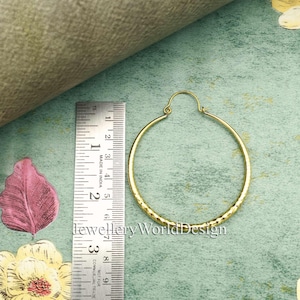 Hammered Gold Hoop Earrings | Lightweight Brass Hoops | Boho Tribal Statement Earrings | Ethnic Handmade Jewelry