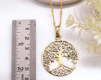 Tree of Life Necklace, Gold Tree Pendant Necklace, Nature Inspired Jewelry, Family Tree Necklace, Spiritual Gift Necklace,Statement Necklace