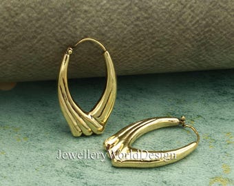 Goldene Tropfen-Creolen, minimalistische Statement-Creolen, ovale Vintage-Creolen, Alltagsschmuck, geometrische Ohrringe, Geschenkidee für Sie