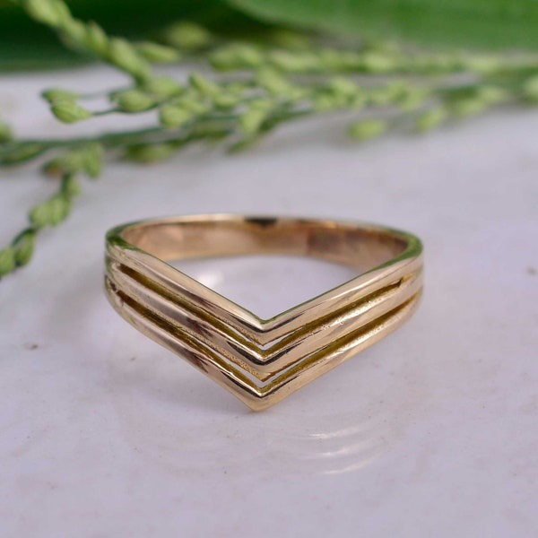 V Gold 18K Ring, Stacking Ring, Chevron Ring, Minimalist Ring, Wedding Band, Geometric Ring, Ring Set, Gift for Her, Dainty Ring, Thumb Ring