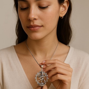 Lord Nataraja Pendant Necklace, Shiva Dance Jewelry for Men & Women, Antique Silver Hindu Pendant, Spiritual Indian Boho Necklace Gift