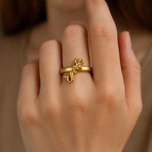 Gold Mermaid Ring, Handmade Brass Ocean-Inspired Jewelry for Women, Statement Ring, Valentine Gifts For Her,    AK-3uc1sc