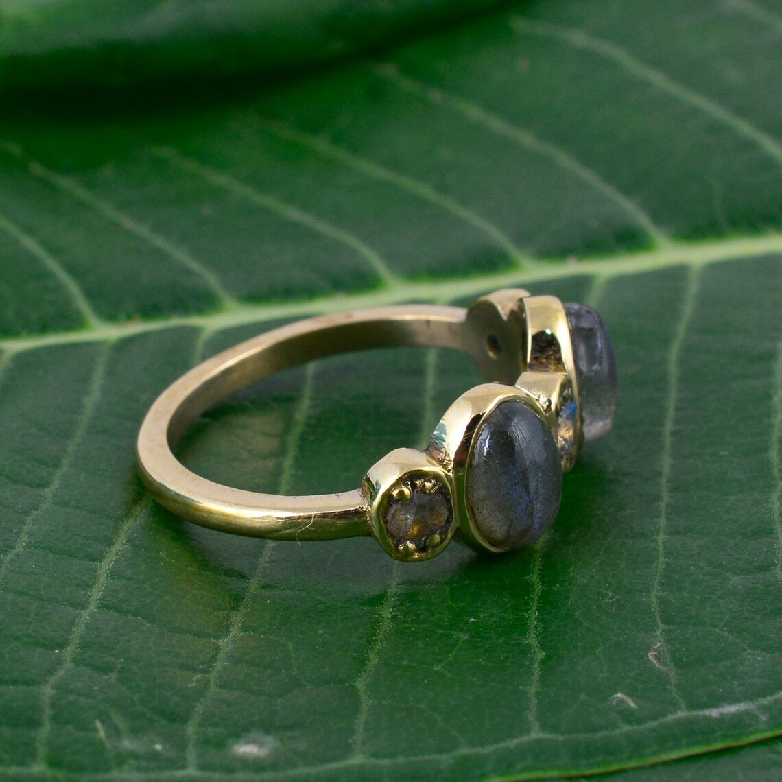 Natural Labradorite brass ring gemstone ring brass ring Etsy