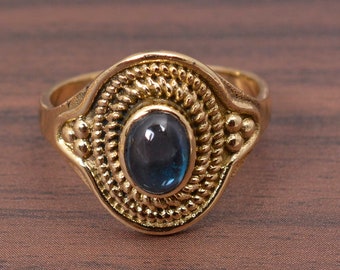 Blue Topaz Ring, Mens Ring, London Blue Topaz Quartz Gemstone Gold Ring, 925 Solid Sterling Silver, Handmade ring, statement ring, Dainty