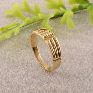 Geometric Brass Ring for Men, Bold Gold Tone Ring, Tribal Pattern Adjustable Ring, Handmade Artisan Jewelry, Wedding Band,         AK-3yuu