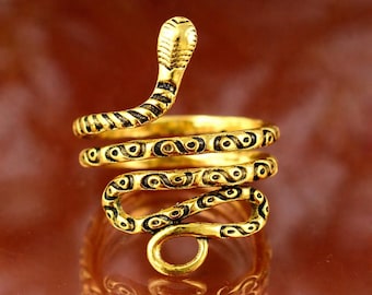 Guldormring, Ormlindningsring, Justerbar guldring i vintagestil, Symboliska ormsmycken, Statementring för kvinnor, Gåva till henne