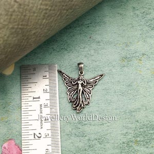 Fairy Pendant Necklace in Oxidized Silver, Boho Fantasy Jewelry, Woodland Pixie Charm, Mythical Elf Necklace, Whimsical Fairycore Gift