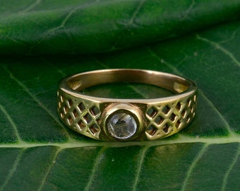 Anillo de cuarzo rutilado natural, anillo de piedras preciosas de oro, anillo minimalista, anillo apilable delicado, joyería curativa hecha a mano, regalo para ella, AK-3ul1n