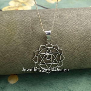 Silver plated brass Anahata Pendant – Heart Chakra Jewelry - Sacred Geometry Yoga Necklace - Spiritual Gift for Healing & Balance