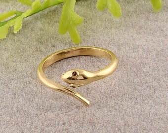Anillo de serpiente, anillo envolvente de serpiente dorada, anillo minimalista ajustable de banda de serpiente, joyería gótica de animales, anillo llamativo bohemio, regalo único para serpientes