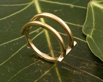 Twist Band Gold Brass Ring, Boho Ring, Square Band Ring, Gold Filled Ring, Dainty Gold Rings, Unique Ring, Gifts for Her, statement rings