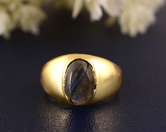 Rainbow Labradorite Tear Drop Ring ~ Gemstone ~ Natural ~ 18k Gold Plated ~ Jewelry ~ Handmade~February Birthstone - valentine gifts