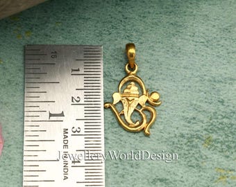 Złoty wisiorek z Ganeshą, naszyjnik z zawieszką Lord Ganesh Om, hinduska biżuteria duchowa, indyjski wisiorek religijny, minimalistyczny złoty łańcuszek na prezent dla kobiety i mężczyzny