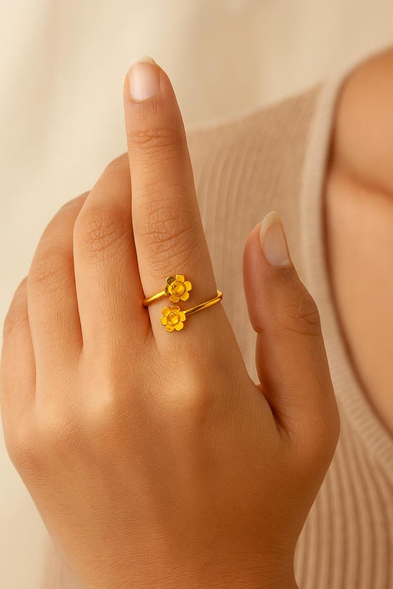 Bague florale réglable en laiton emballage floral délicat en