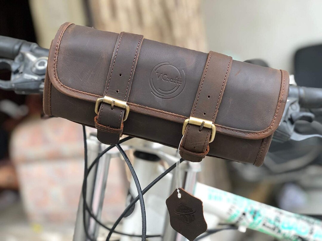 Leather Motorcycle Bag Saddle Bicycle Bag Leather Handlebar Etsy
