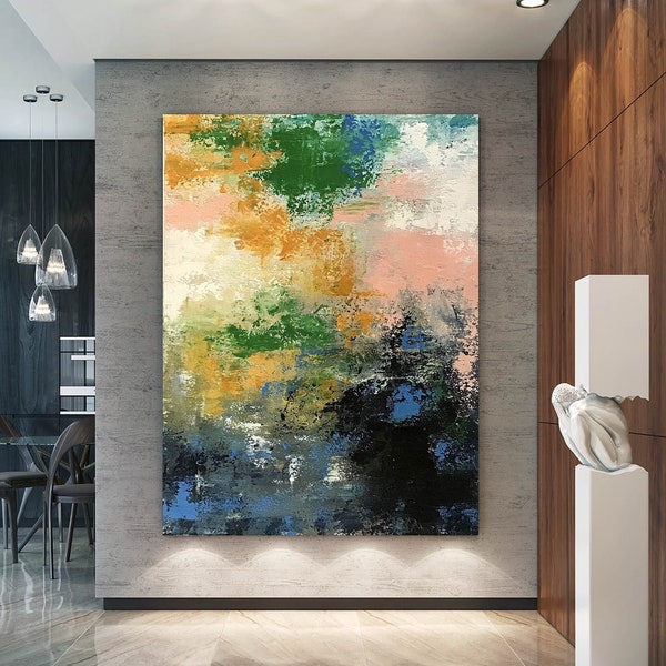 Large Abstract Painting,Modern abstract painting,texture painting,palette knife canvas,colorful abstract,texture wall art BNc075