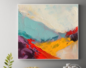 Oeuvre abstraite originale faite à la main de paysage, art mural moderne de toile acrylique de montagne, idéal pour le décor à la maison moderne, cadeaux de mur contemporains